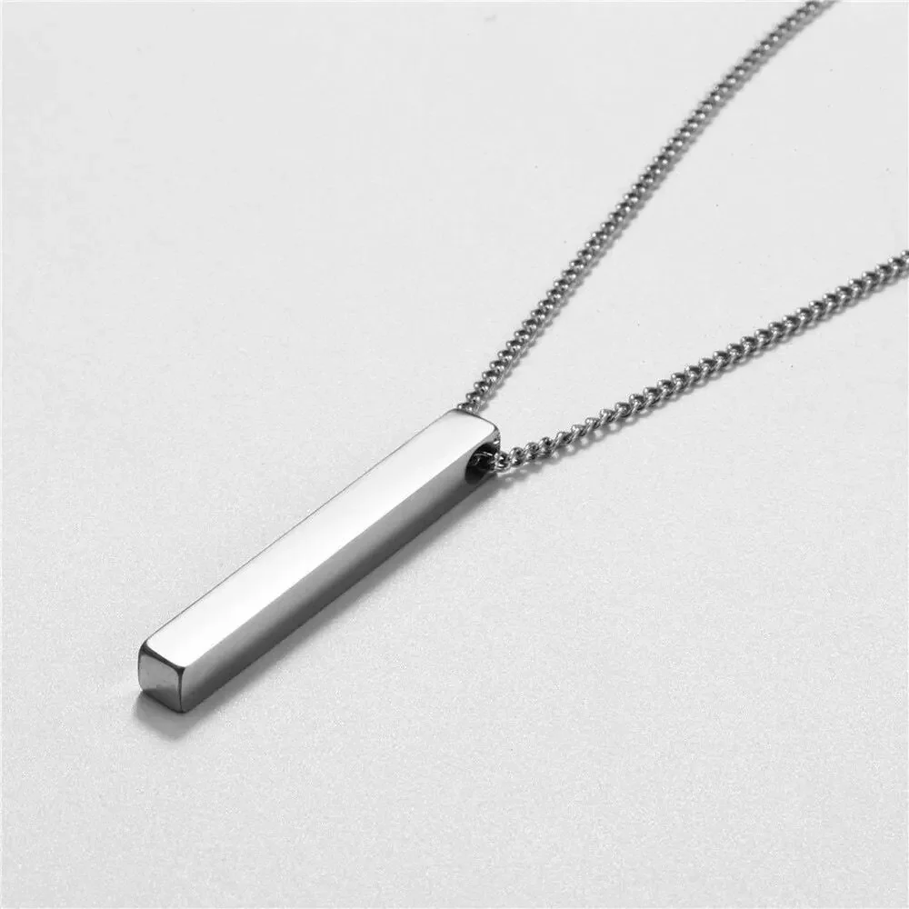 Silver Plated Bar Pendant Necklace